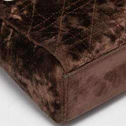 Pre Owned Dior Brown Velvet Mini Lady Dior Tote