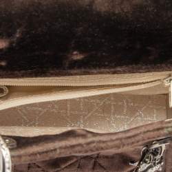 Pre Owned Dior Brown Velvet Mini Lady Dior Tote