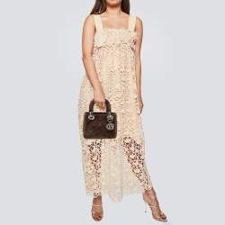 Pre Owned Dior Brown Velvet Mini Lady Dior Tote