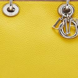 Pre Owned Dior Yellow Leather Mini Diorissimo Tote