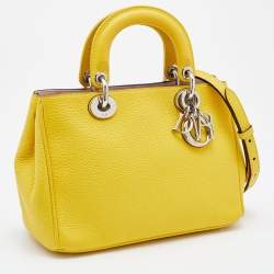 Pre Owned Dior Yellow Leather Mini Diorissimo Tote