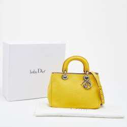 Pre Owned Dior Yellow Leather Mini Diorissimo Tote
