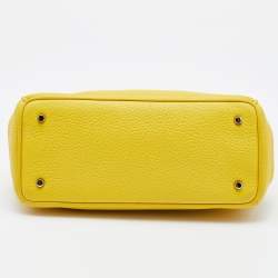 Pre Owned Dior Yellow Leather Mini Diorissimo Tote