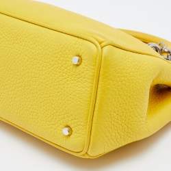 Pre Owned Dior Yellow Leather Mini Diorissimo Tote