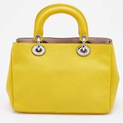 Pre Owned Dior Yellow Leather Mini Diorissimo Tote