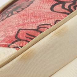 مملوكة مسبقًا حقيبة ديور 071 سادل إصدار محدود قماش مطبوع حمراء/ بيج فاتحة