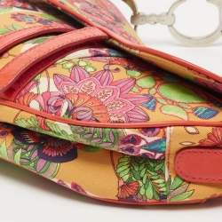 Dior Multicolor Floral Canvas and Patent Leather Saddle Shoulder Bag