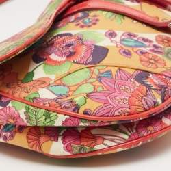 Dior Multicolor Floral Canvas and Patent Leather Saddle Shoulder Bag