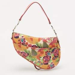 Dior Multicolor Floral Canvas and Patent Leather Saddle Shoulder Bag