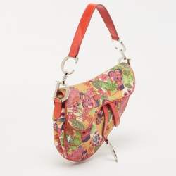 Dior Multicolor Floral Canvas and Patent Leather Saddle Shoulder Bag