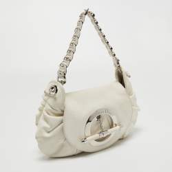 Dior White Leather Jazz Club Shoulder Bag