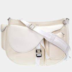 Christian Dior Bag, White Calfskin Baudrier Saddle Bag