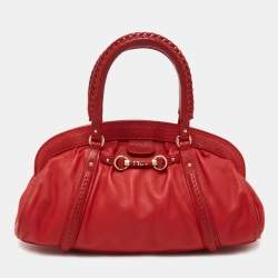 Pre Owned Dior Red Leather My Dior Frame Satchel
