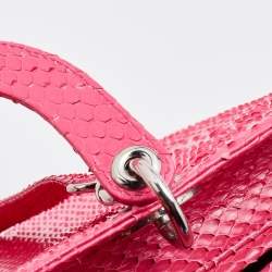 Pre Owned Dior Pink Python Leather Large Lady Dior Tote