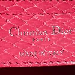 Pre Owned Dior Pink Python Leather Large Lady Dior Tote