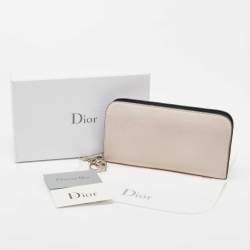 Pre Owned Dior Light Pink Leather Voyageur Continental Wallet