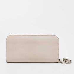 Pre Owned Dior Light Pink Leather Voyageur Continental Wallet