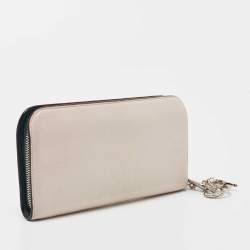 Pre Owned Dior Light Pink Leather Voyageur Continental Wallet