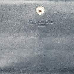 Pre Owned Dior Blue Denim Oblique Canvas and Leather Trim Continental Wallet