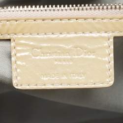 Pre Owned Dior Beige Cannage Patent Leather Small Soft Lady Dior Tote