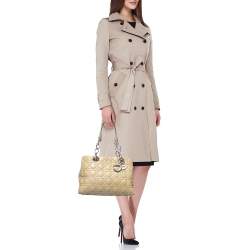 Pre Owned Dior Beige Cannage Patent Leather Small Soft Lady Dior Tote