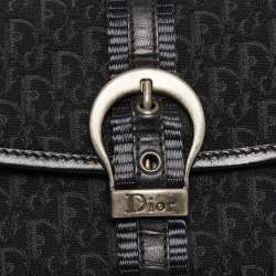 Pre Owned Dior Black Oblique Canvas and Leather Continental Wallet