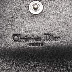 Pre Owned Dior Black Oblique Canvas and Leather Continental Wallet
