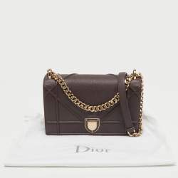 Pre Owned Dior Plum Leather Medium Diorama Flap Shoulder Bag