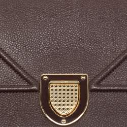 Pre Owned Dior Plum Leather Medium Diorama Flap Shoulder Bag