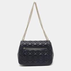 Pre Owned Dior Dark Blue Cannage Leather Miss Dior Medium Flap Bag