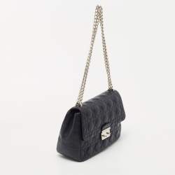 Pre Owned Dior Dark Blue Cannage Leather Miss Dior Medium Flap Bag