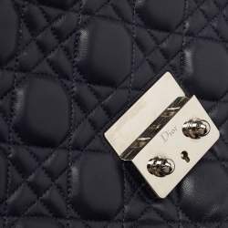Pre Owned Dior Dark Blue Cannage Leather Miss Dior Medium Flap Bag
