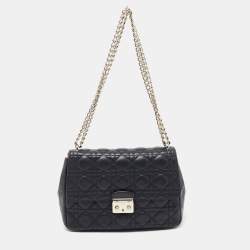 Pre Owned Dior Dark Blue Cannage Leather Miss Dior Medium Flap Bag