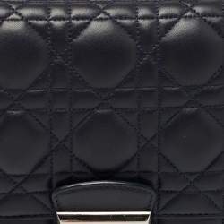 Pre Owned Dior Dark Blue Cannage Leather Miss Dior Medium Flap Bag