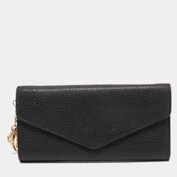 Pre Owned Dior Black Leather Diorissimo Continental Wallet