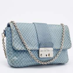 Pre Owned Dior Light Blue Python Leather Miss Dior Flap Bag
