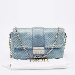 Pre Owned Dior Light Blue Python Leather Miss Dior Flap Bag