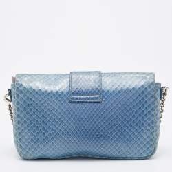Pre Owned Dior Light Blue Python Leather Miss Dior Flap Bag