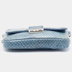 Pre Owned Dior Light Blue Python Leather Miss Dior Flap Bag
