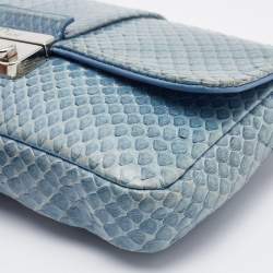 Pre Owned Dior Light Blue Python Leather Miss Dior Flap Bag