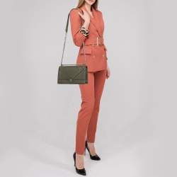 Dior Green Leather Medium Diorama Flap Shoulder Bag