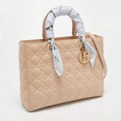 Dior Pink Cannage Leather Large Lady Dior Tote
