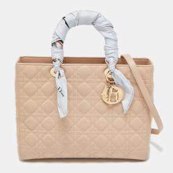 Dior Pink Cannage Leather Large Lady Dior Tote
