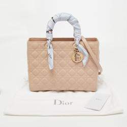 Dior Pink Cannage Leather Large Lady Dior Tote