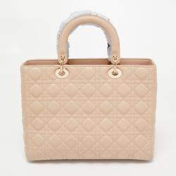 Dior Pink Cannage Leather Large Lady Dior Tote