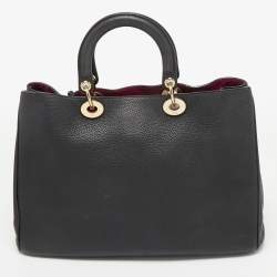 Pre Owned Dior Black Leather Large Diorissimo Shopper Tote