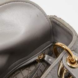 Pre Owned Dior Grey Cannage Quilted Leather Mini Lady Dior Bag