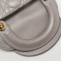 Pre Owned Dior Grey Cannage Quilted Leather Mini Lady Dior Bag