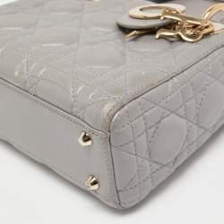 Pre Owned Dior Grey Cannage Quilted Leather Mini Lady Dior Bag