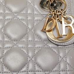 Pre Owned Dior Grey Cannage Quilted Leather Mini Lady Dior Bag